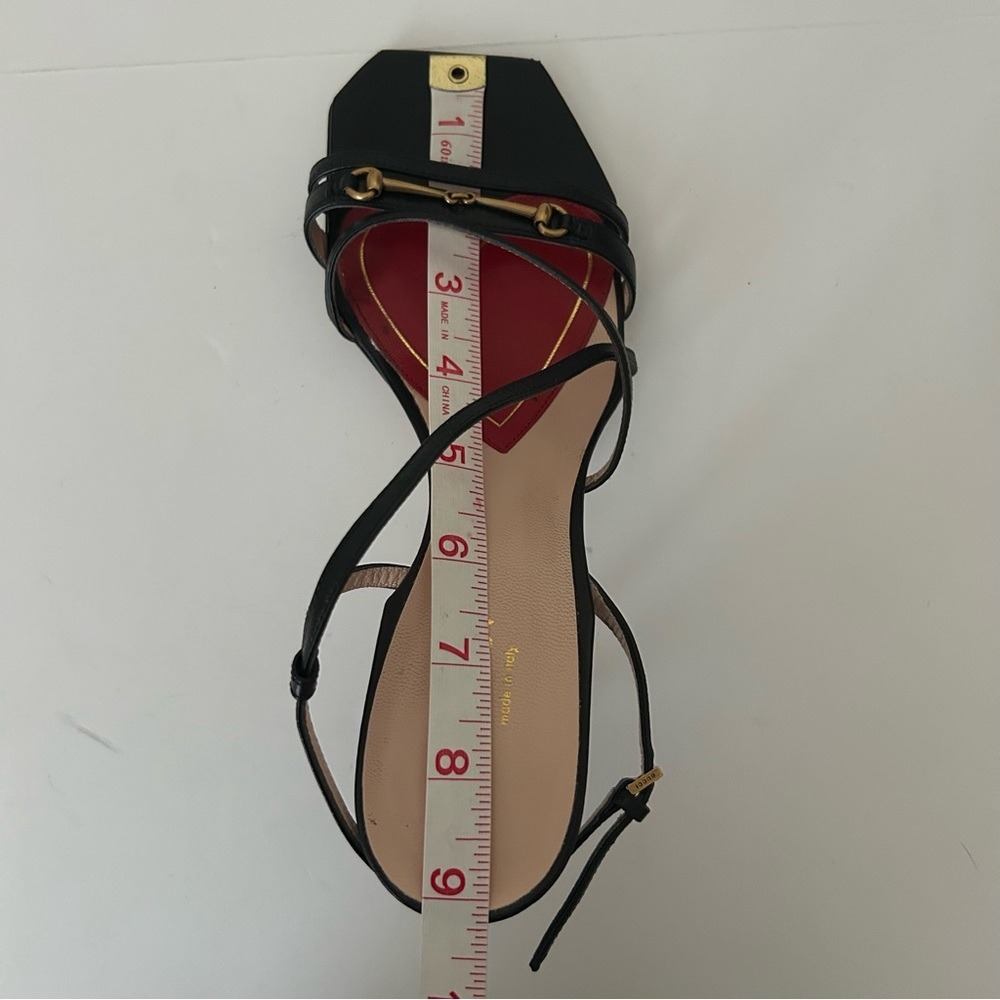 Gucci Victoria Classic Strappy Horsebit Black Leather Sandals Heels Shoes - 37 - Picture 10 of 14